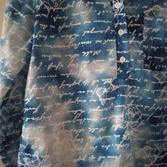 ⛅☁️ Blue Skies Women's Blouse | Size L | Blue and White Cloud Pattern ☁️ - Picture 7 of 8